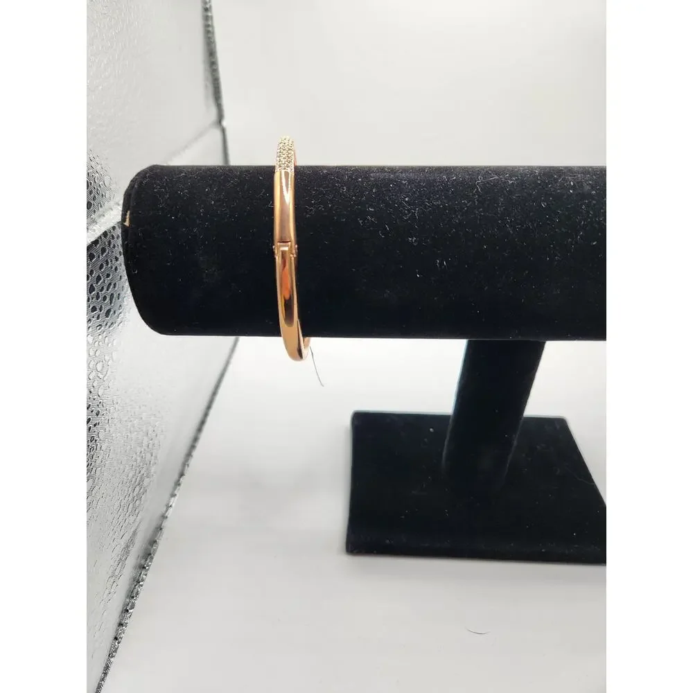 Swarovski Dextera Rose Gold Pave Crystal Hinged Cuff Bangle Bracelet New in Box